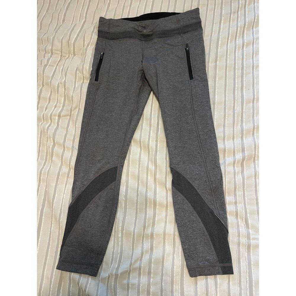 lululemon heathered grey train times 25 inch leggings size 8
